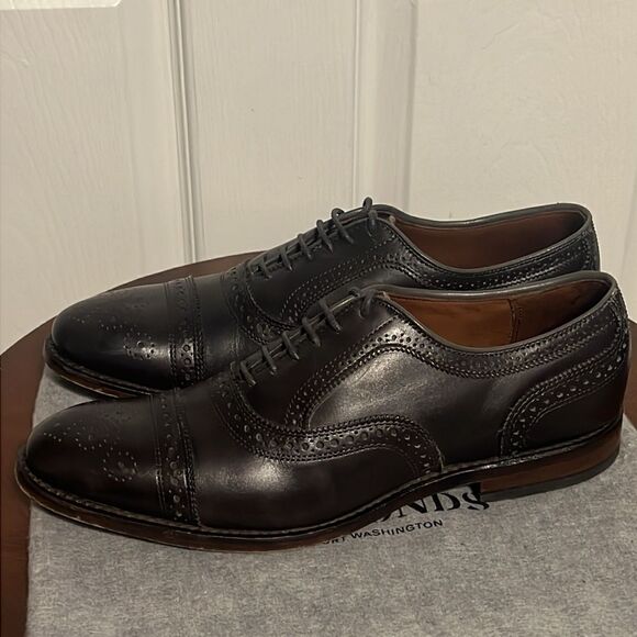 🔥🔥 ALLEN EDMONDS "Strand" Cap-Toe Oxford Dress Shoes Size 9.5 B - Carbon Gray - Picture 6 of 16